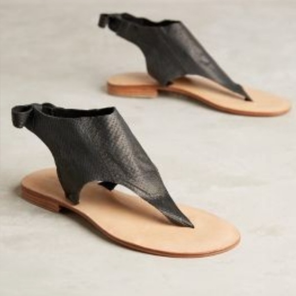 Cocobelle tie back python snakeskin thong sandals Black - Picture 6 of 6